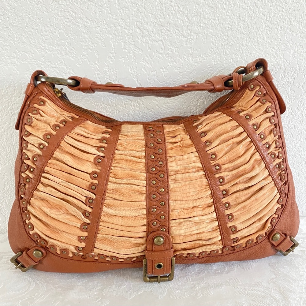 Isabella Fiore brown studded leather hobo bag
